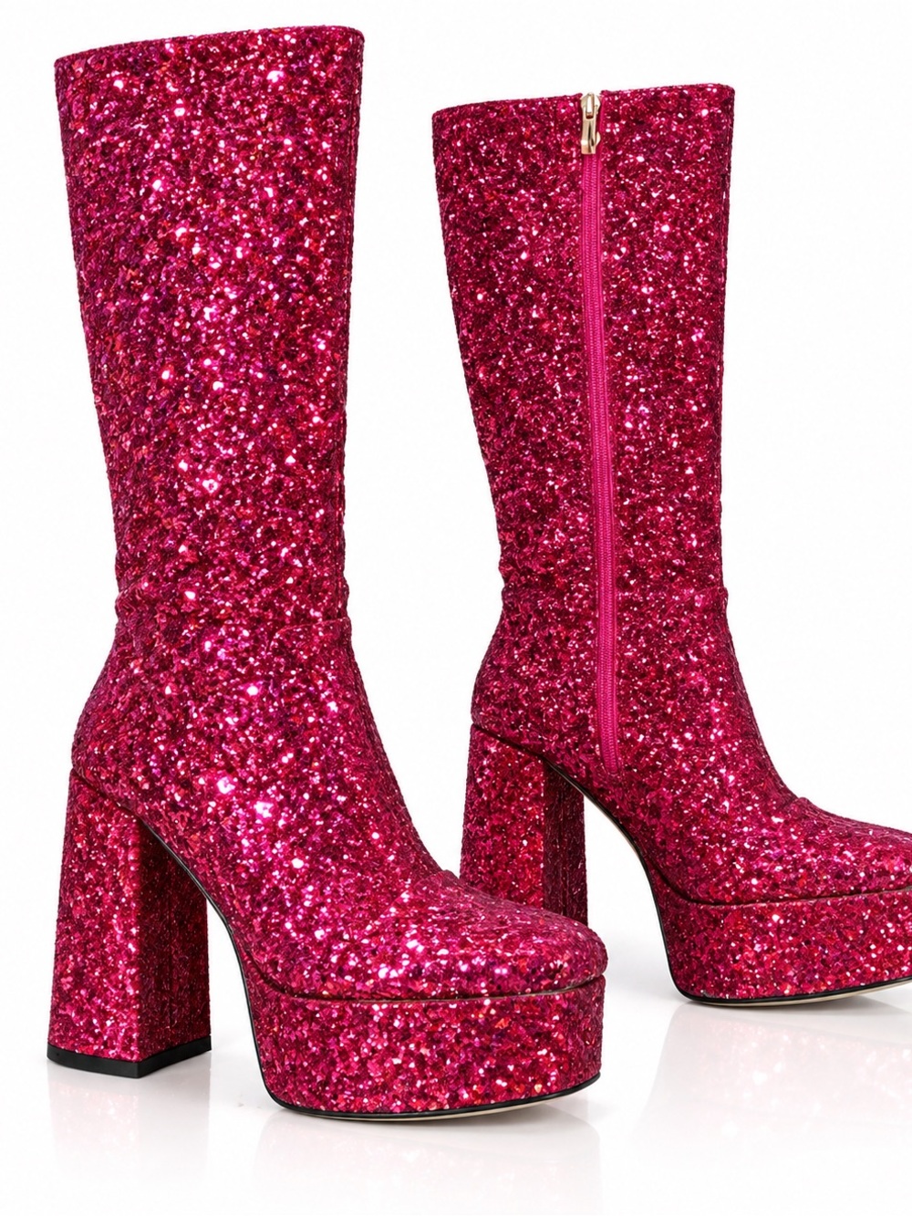 Lemon Drop Pink Glitter Platform Boots Fuchsia Size 6.5 Dolls Kill Sold Out